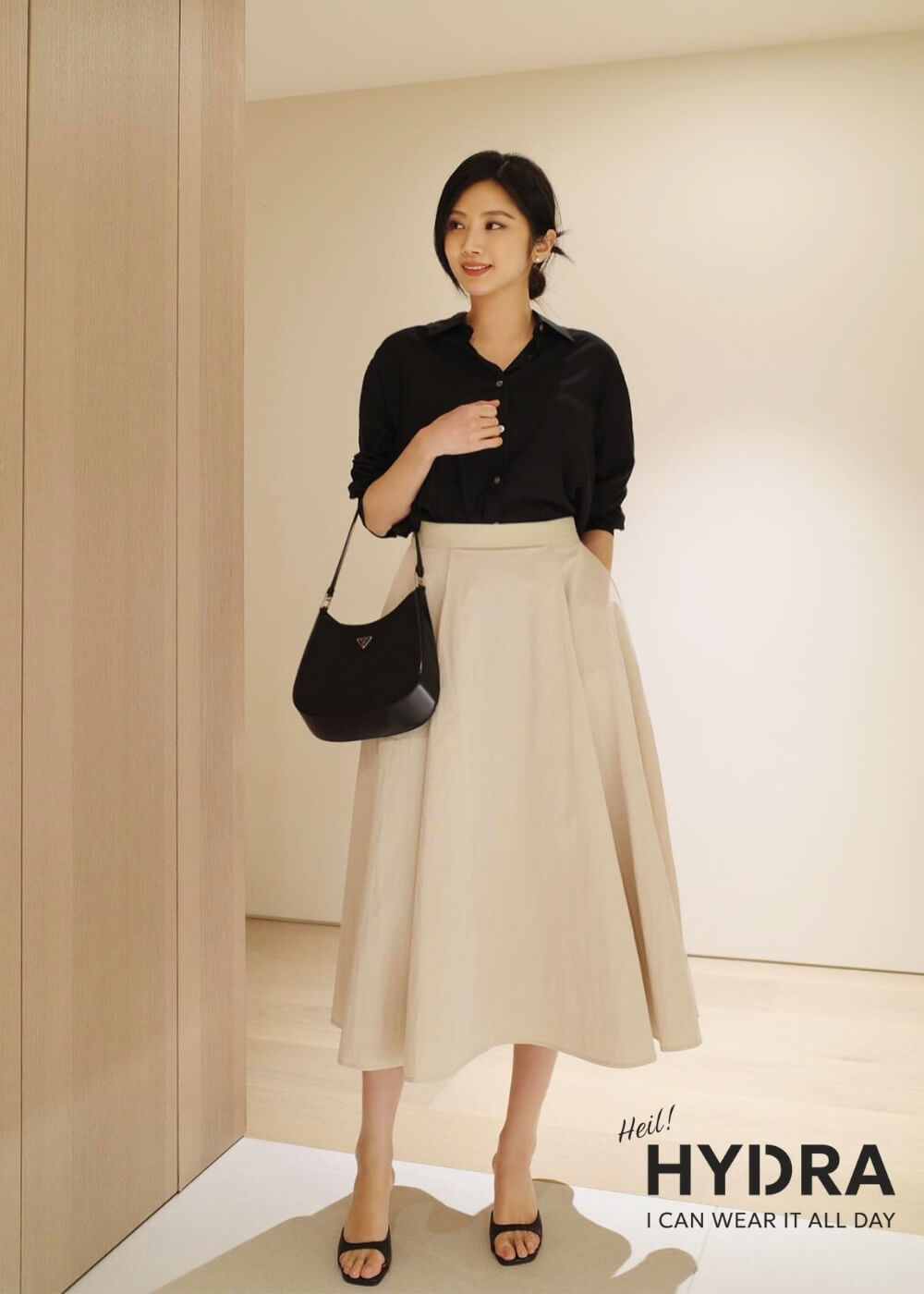 Outfit phối đồ với chân váy chữ A cho người dáng chữ nhật