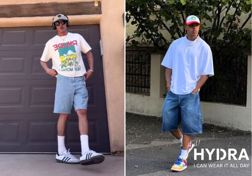 Phối đồ với áo thun và quần short jean