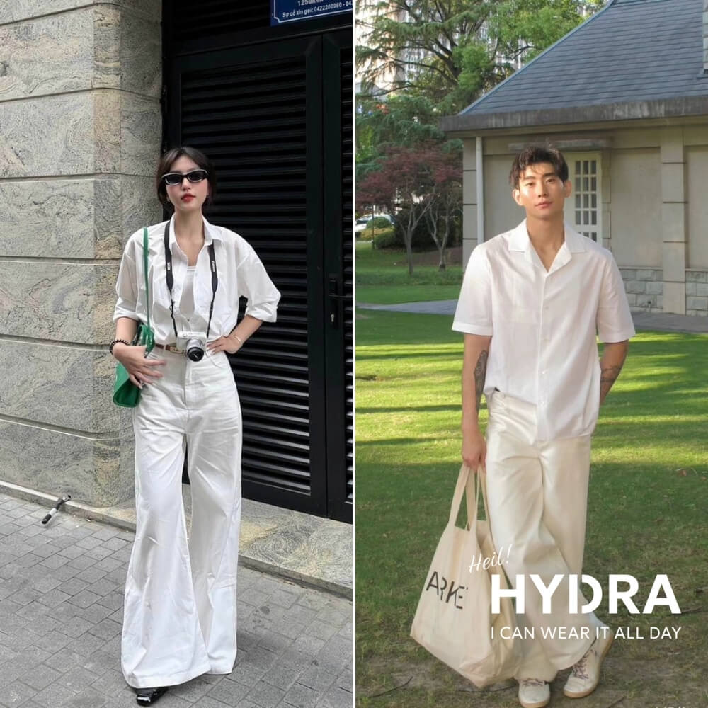 Tip phối quần kaki ống rộng và sơ mi trắng